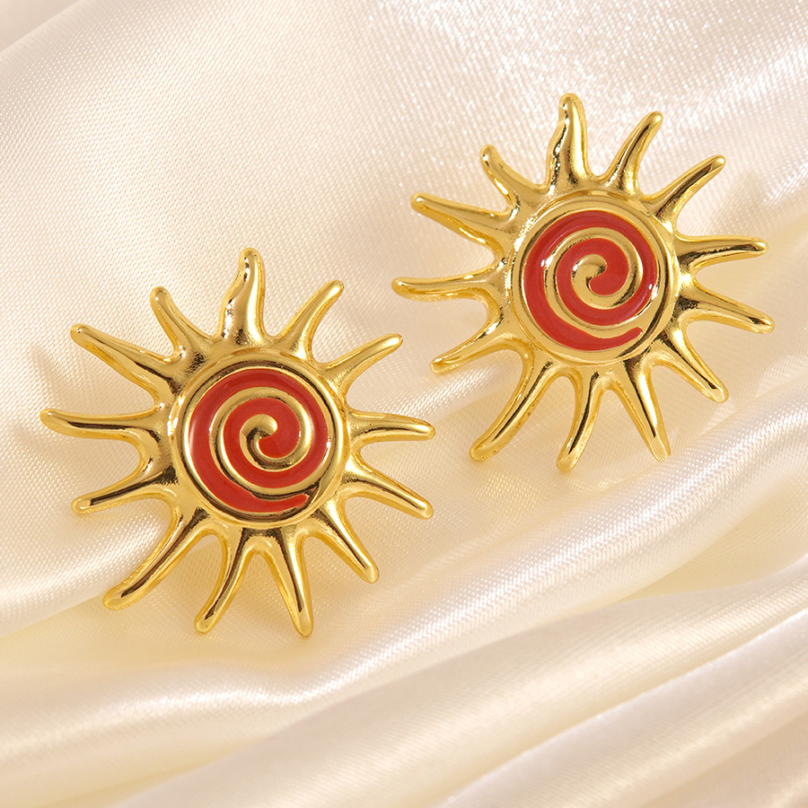 2pcs Chic 18K Gold-Plated Stud Earrings Set for Women